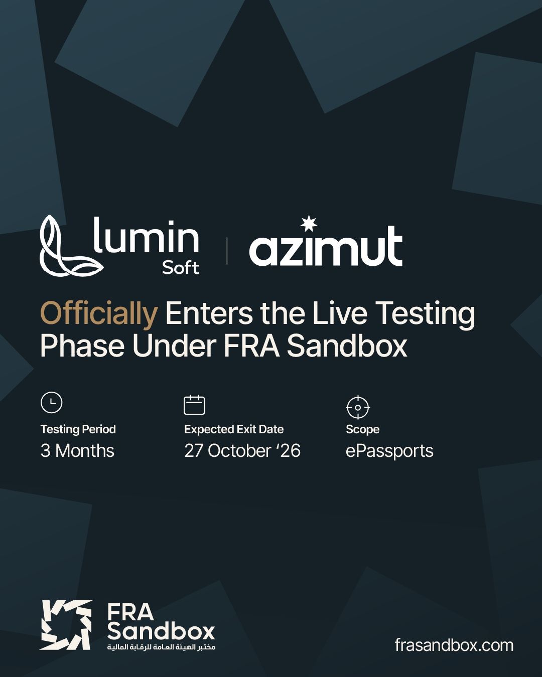 Lumin Soft , in collaboration with Azimut investments-Egypt ازيموت للاستثمارات-مصر , has gained the approval to commence Live Testing under the FRA Sandbox