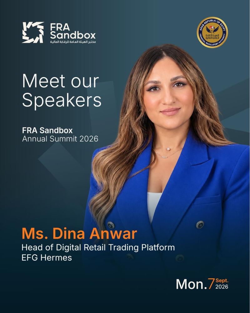 We’re thrilled to announce our speakers at the FRA Sandbox Annual Event.  Ms. Dina Anwar , Head of Digital Retail Trading Platform at EFG Hermes ONE ,